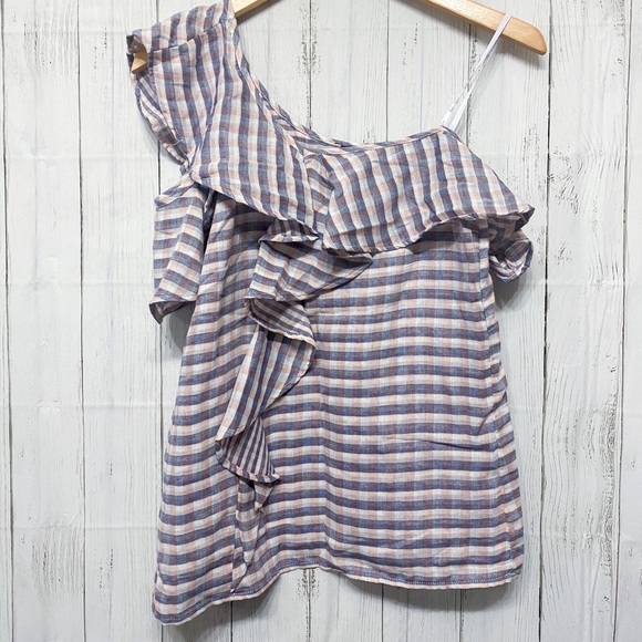 Jessica Simpson Checked Ruffle Top -S - Picture 6 of 9